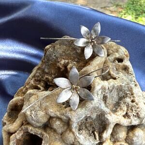 Sterling & Gold Six-Petal Flower Earrings